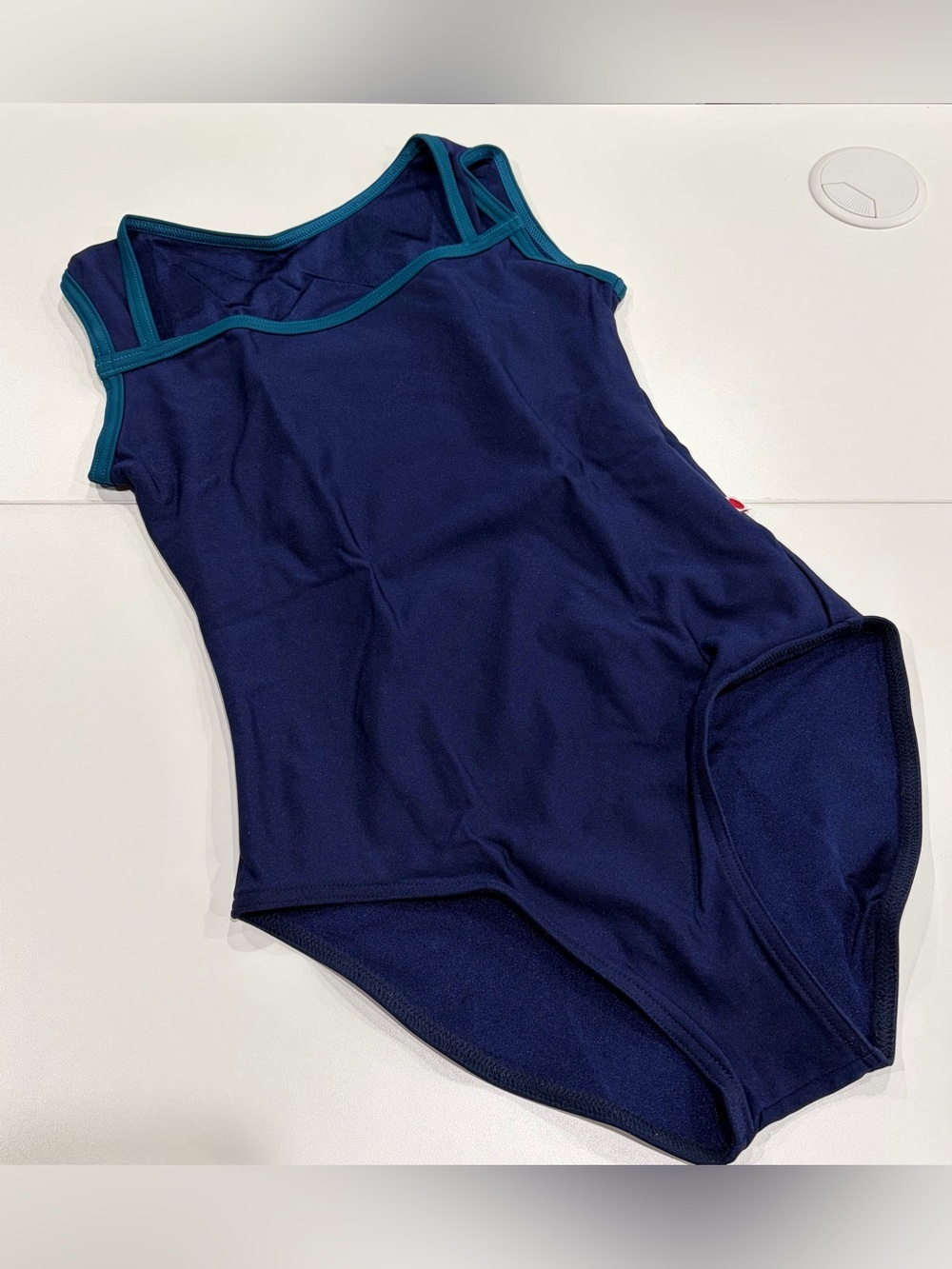 Yumiko Women's Small Becky Nylon Leotard Dark Blue NWT Wide Strps Bust Lined